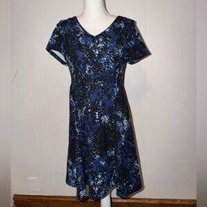 Apt. 9 Blue and Black Patterned Midi Dress